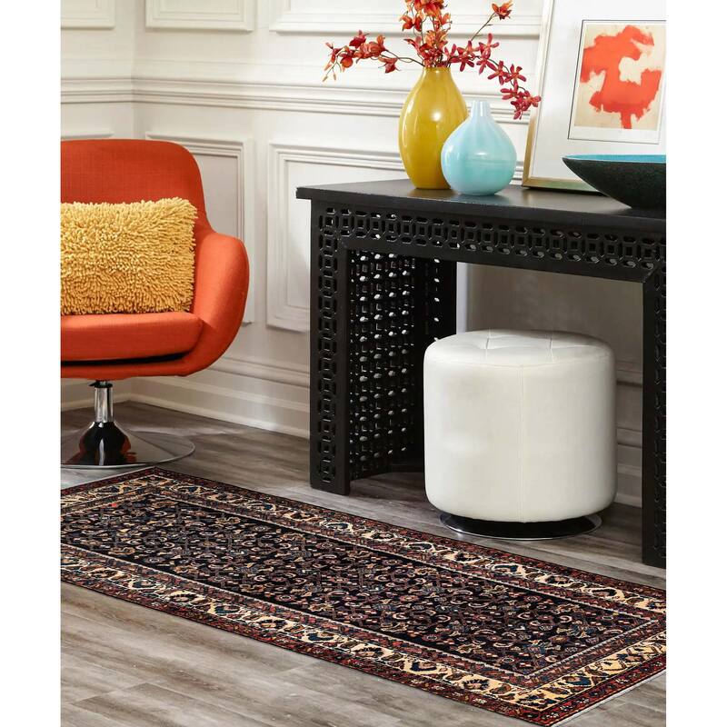 ECARPETGALLERY Hand-knotted Andelz Dark Navy Wool Rug - 3'4 x 9'9