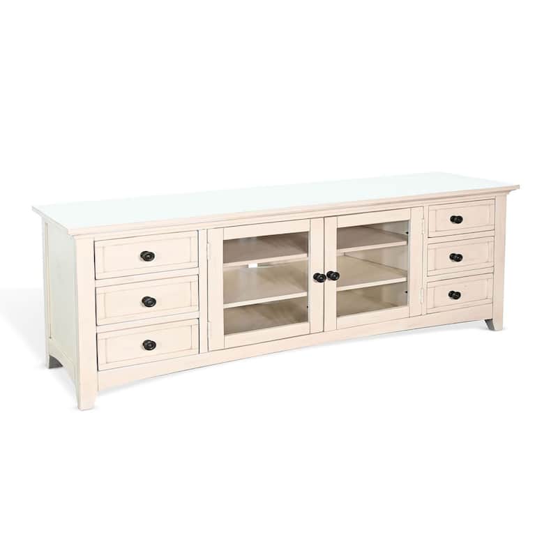 Lesy TV Media Entertainment Console, 82 Inch, 6 Drawers 2 Doors, Cream