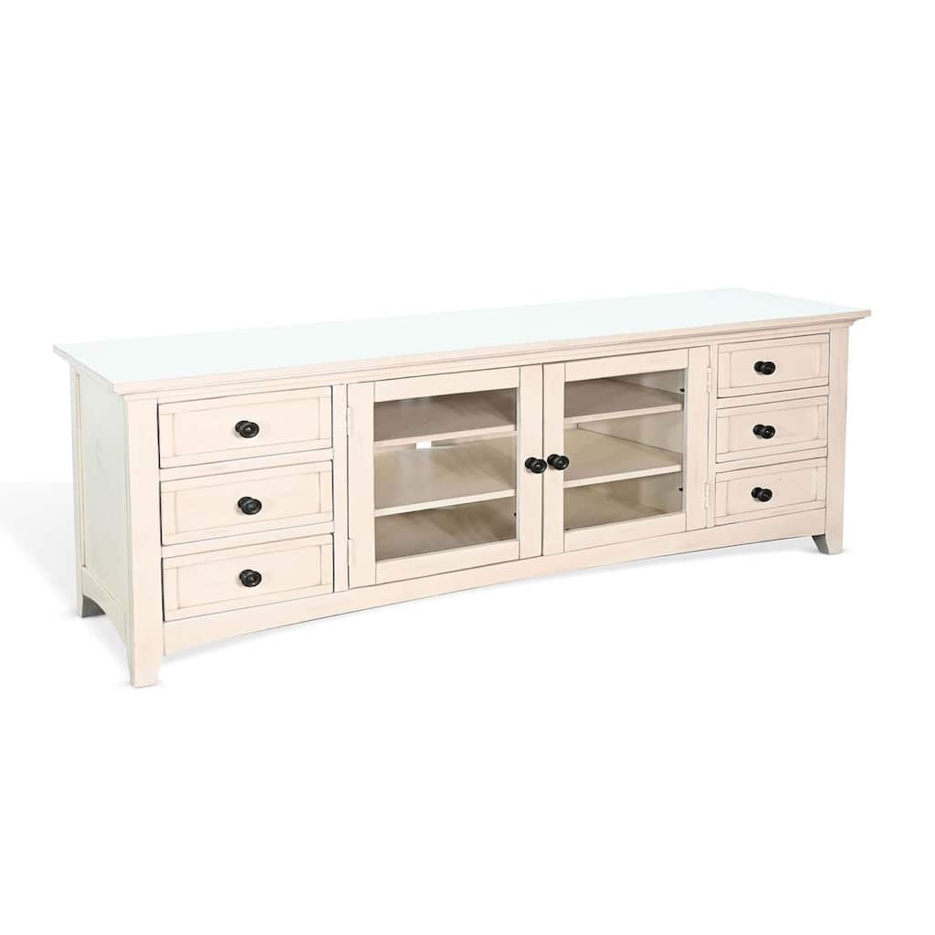 Lesy TV Media Entertainment Console, 82 Inch, 6 Drawers 2 Doors, Cream