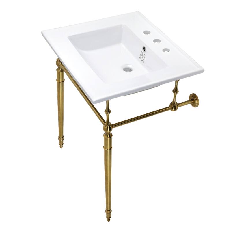 Kingston Brass Edwardian 25" Wide Console Sink Set - White / Brushed Brass