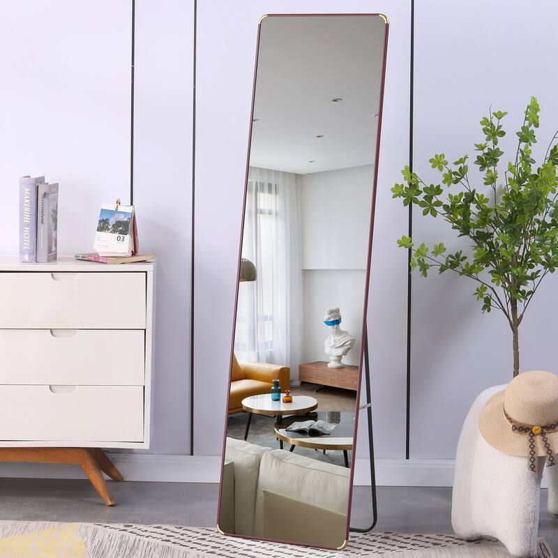 floor standing full-length rearview mirror. framed wall mirror, makeup mirror, bedroom foyer, clothing store, wall mounted - Transparent