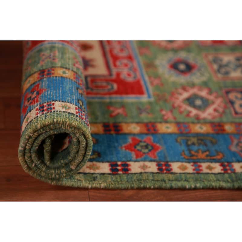 Green Kazak Foyer Rug Hand-Knotted Wool Carpet - 2'8"x 3'11"
