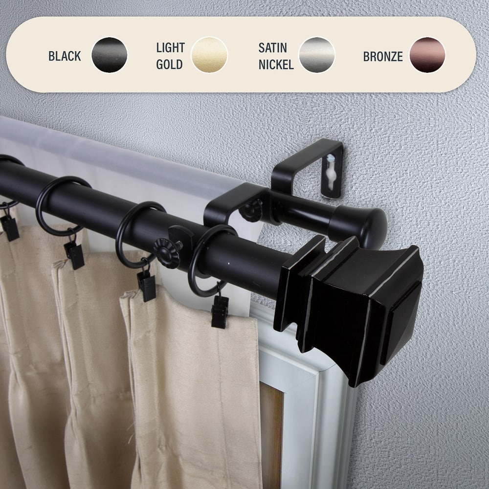 InStyleDesign Savre 1 inch Diameter Adjustable Double Curtain Rod