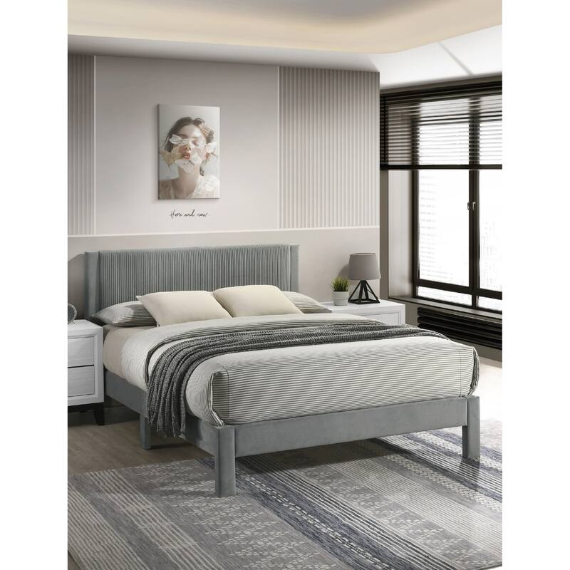 Modern Plush Upholstered Platform Bed for Relaxing Sleep and Stylish Bedroom - LIGHT GREY