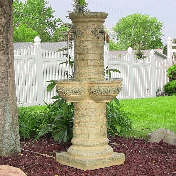 Sunnydaze Old World Roman Water Fountain with LED Lights 39 Inch Tall