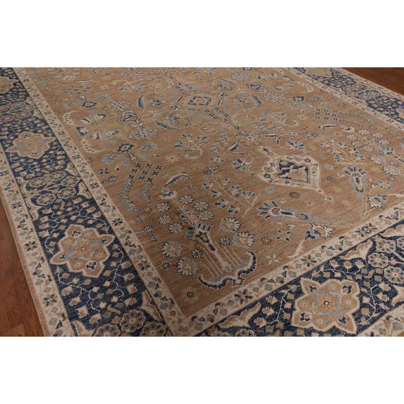 Vegetable Dye Floral Oushak Turkish Area Rug Hand-Knotted Wool Carpet - 9'3" x 12'5"