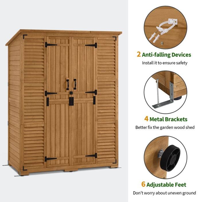 MCombo Outdoor Storage Cabinet Shed, Garden Tool Shed with Waterproof Asphalt Roof, 1738