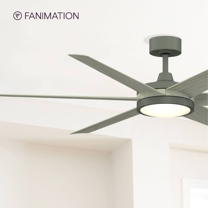 Fanimation Brawn 64 inch Indoor/Outdoor Smart Ceiling Fan with LED CCT Select Light Kit and Remote - Antique Graphite