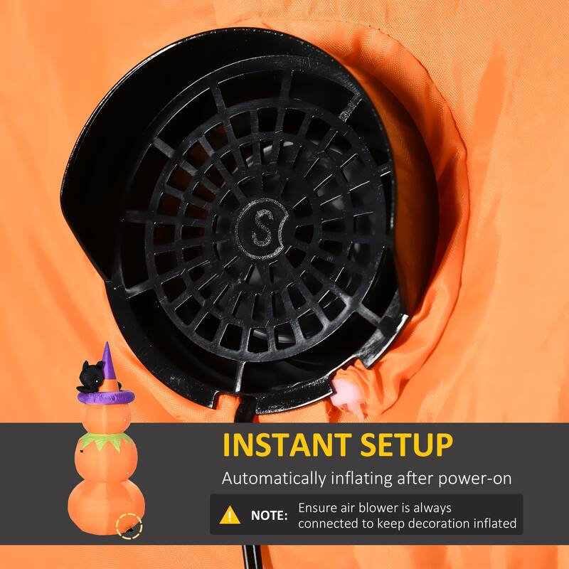 Outsunny 6' Light-Up Inflatable Pumpkin Halloween Decoration with Cute Black Cat