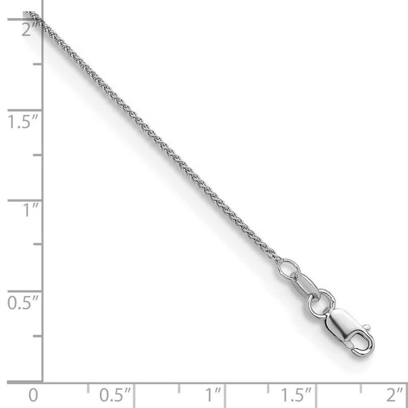 Curata Italian 14k White Gold 1.1mm Wheat Chain Necklace For Women (Lobster)