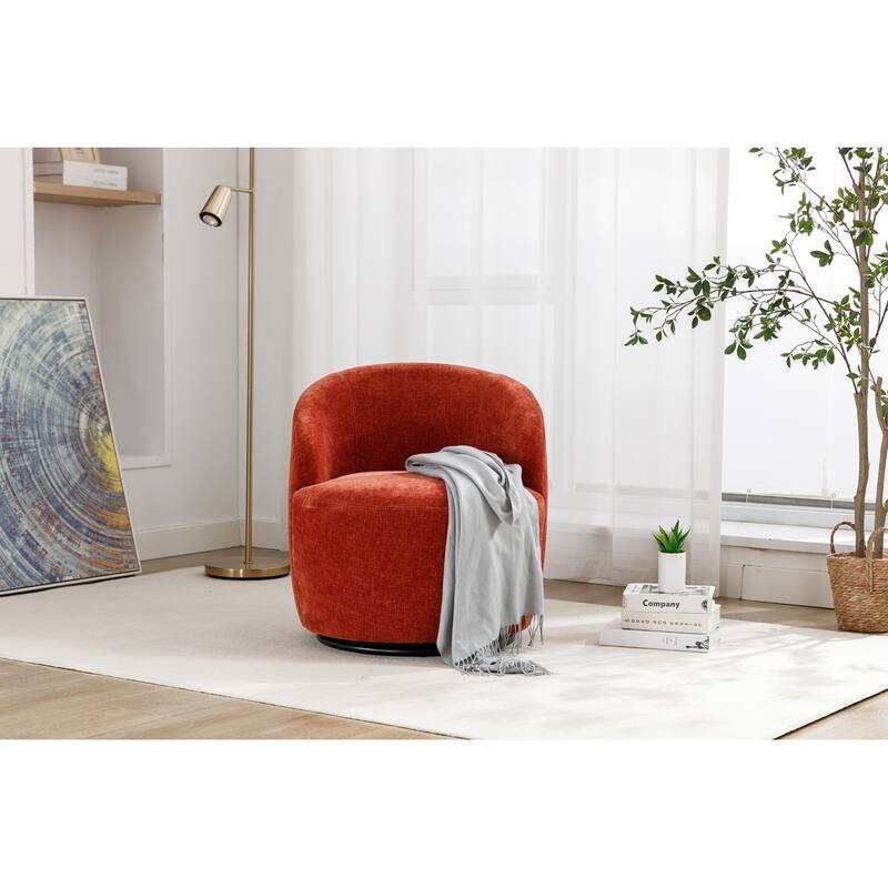 Chenille Fabric Swivel Accent Armchair Barrel Chair