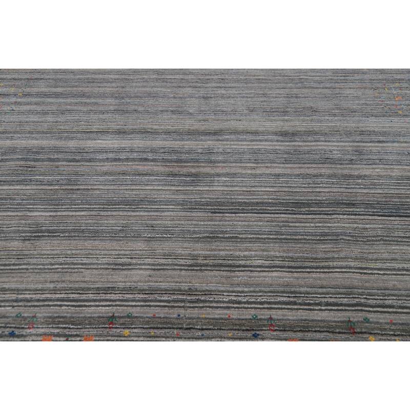 Hand Knotted Oriental 100% Wool Carpet Tribal Tribal Greys & Charcoal Gabbeh Area Rug - 8' 1'' X 8' 0''