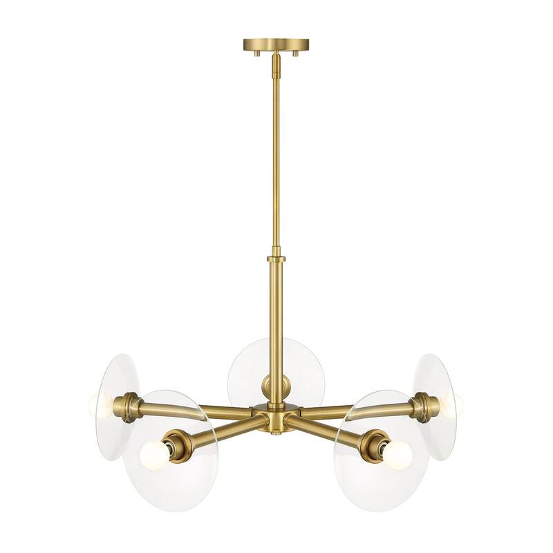 Litto 26.25 in. 5-Light Brushed Gold Modern Chandelier with Clear Glass Shades