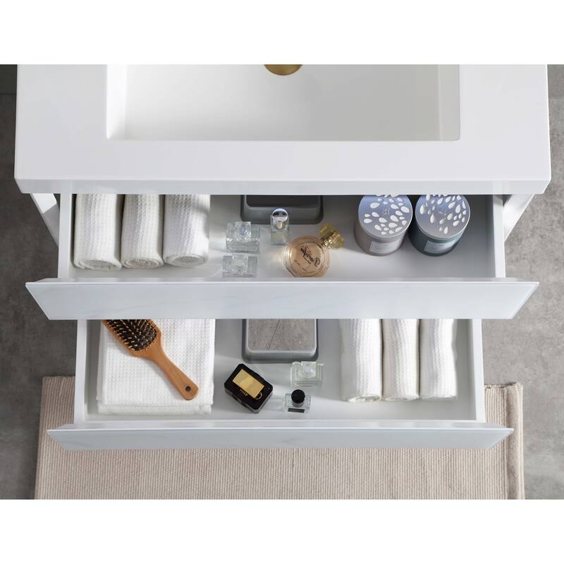 LED Lighted Floating / Wall Huang Vanity with Acrylic Sink and Comfortable Dimmed Vanity Light