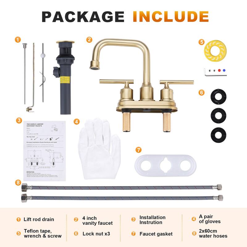 WOWOW 4 in. Centerset Double Handle Bathroom Faucet