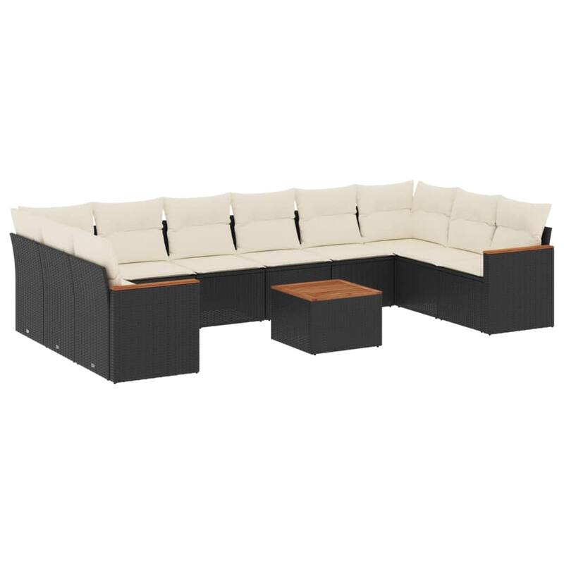 vidaXL Patio Sofa Set with Cushions Outdoor Conversation Furniture Poly Rattan - 24.4 x 24.4 x 27.2 in