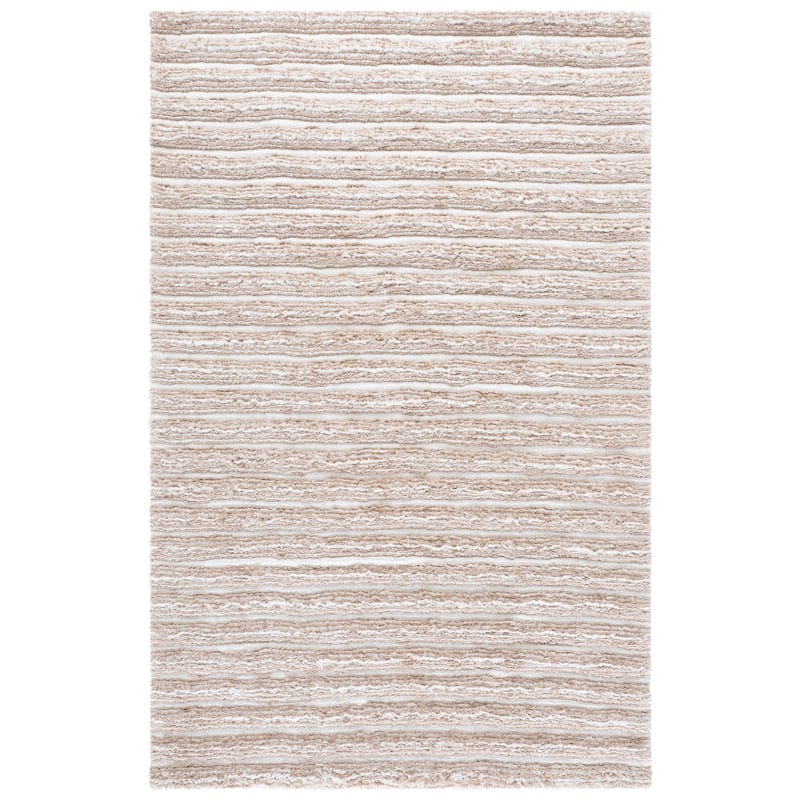 SAFAVIEH Handmade Glory Krystalia Shag 1.2-inch Thick Rug - 4' x 6' - Ivory/Silver