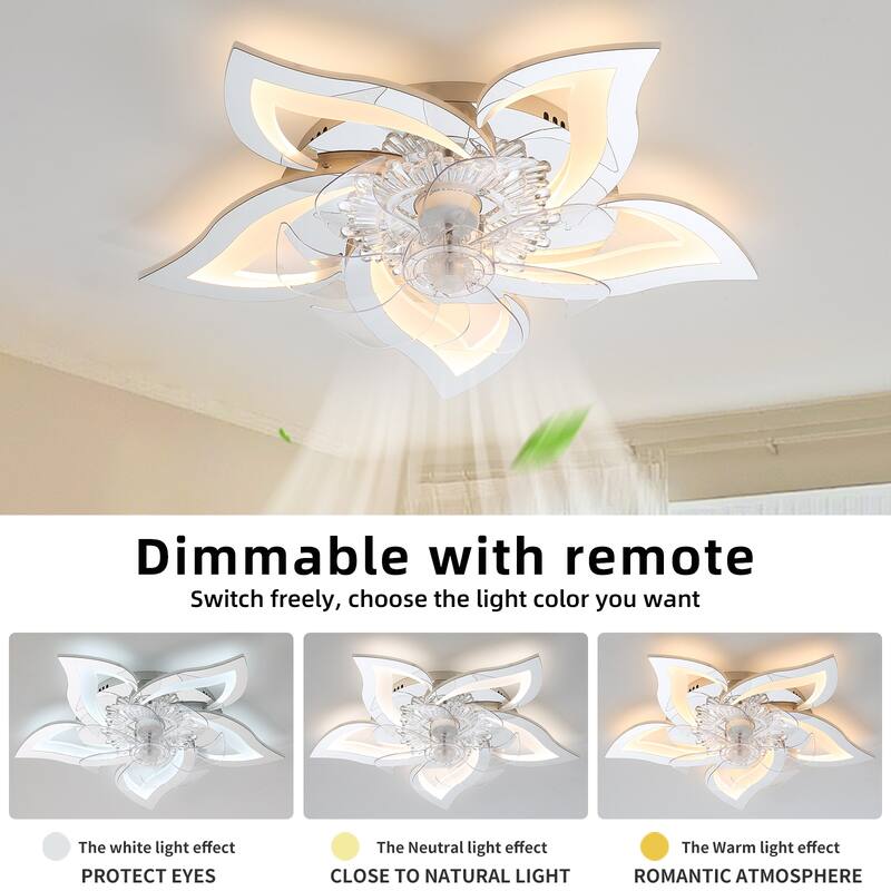 27 In Ceiling Fan with Lights Remote Contro Dimmable LED, 6 Gear Wind Speed Fan Light