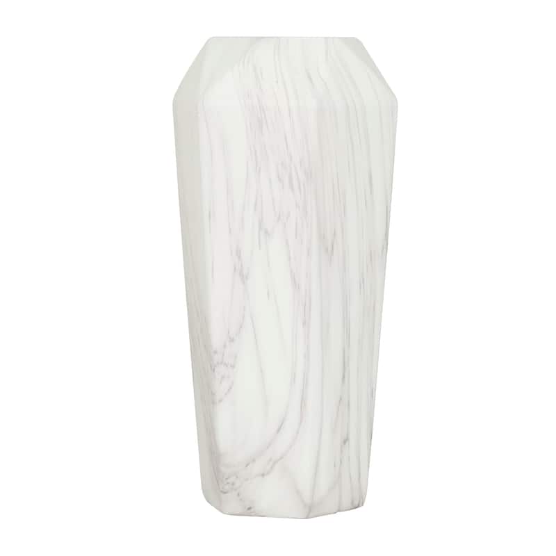 White Ceramic Faux Marble Decorative Vase