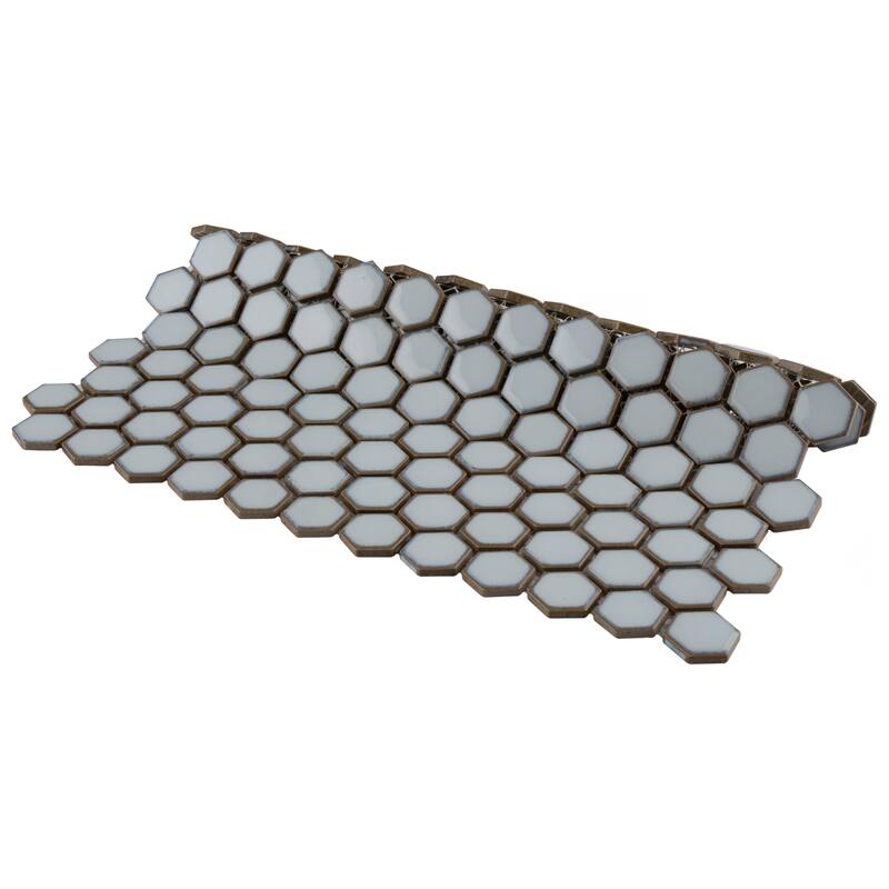 Merola Tile Hudson 1" Hex Silk White 11-7/8" x 13-1/4" Porcelain Floor and Wall Tile