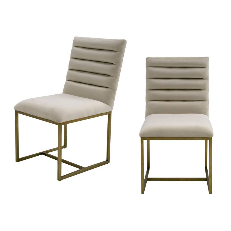 Modrest Barker Modern Beige & Brush Gold Dining Chair (Set of 2) - Set of 2