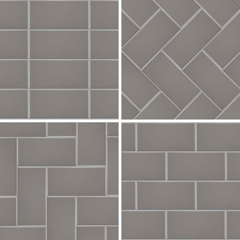 Merola Tile Piscina Brick Matte Dark Grey 9-5/8" x 19-1/2" Porcelain Floor and Wall Tile