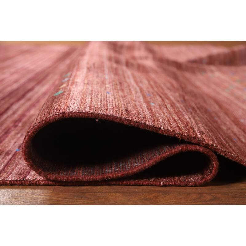 Hand Knotted Oriental Viscose Silk Carpet Tribal Animal Pictorial Red Gabbeh Area Rug - 10' 0'' X 8' 1''