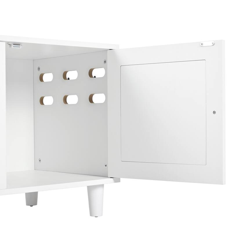 Cat Litter Box Enclosure, Hidden Cat Litter Box Furniture with Scratch Door, Furniture Style Pet House, Modern TV