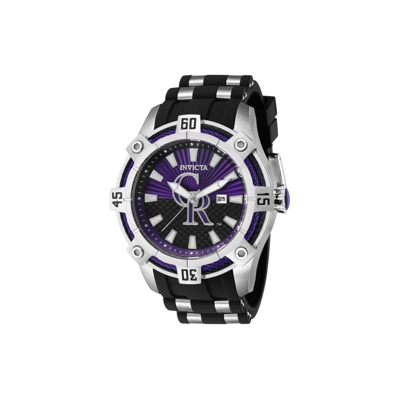 Invicta Men's 43267 MLB Colorado Rockies Quartz Multifunction Purple, Black Dial Watch