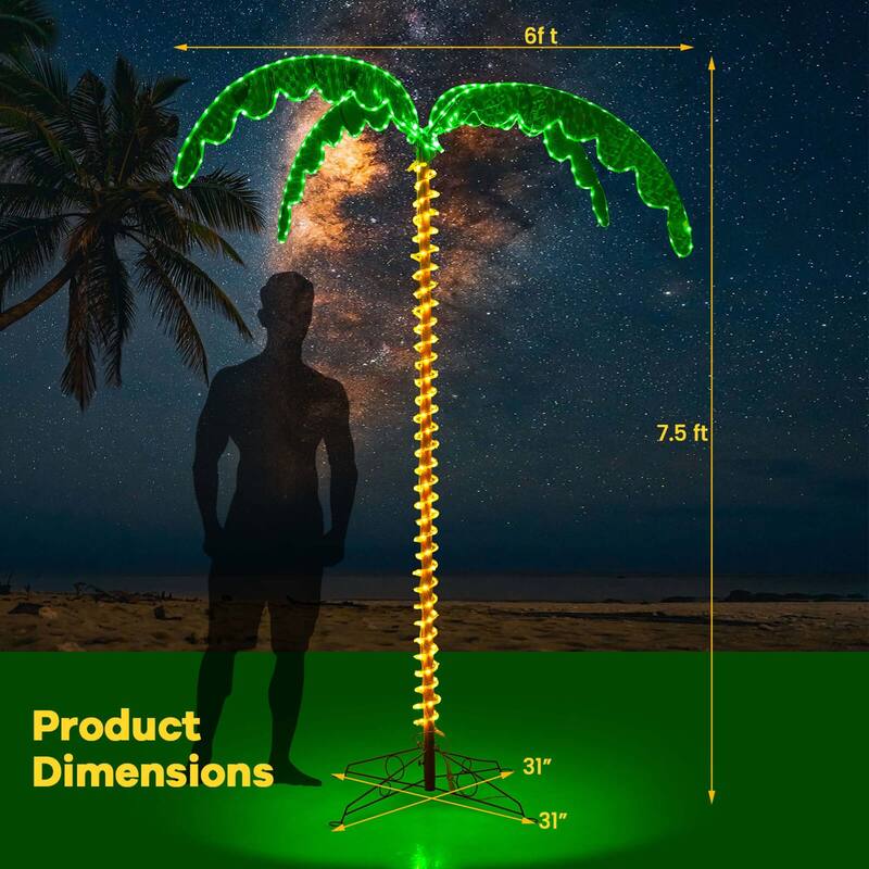 Costway 7.5 FT Lighted Palm Tree with 332 LED Lights Holographic Trunk - See Details