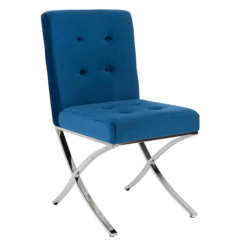 SAFAVIEH Merrilee Glam Black Chrome Tufted Side Chair - 19Wx23Dx35H