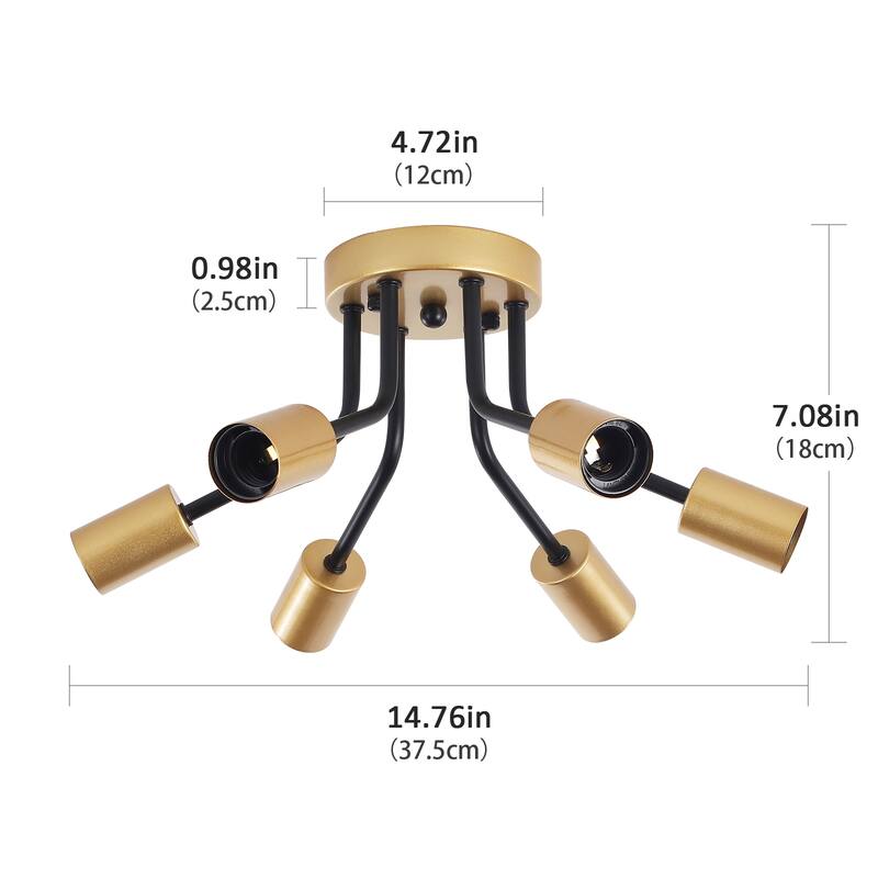 6-Light Semi Flush Mount Light Chandelier for Kitchen Hallway Entryway