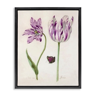 Stupell Two Tulips Purple Flowers Framed Floater Canvas Wall Art Design ...
