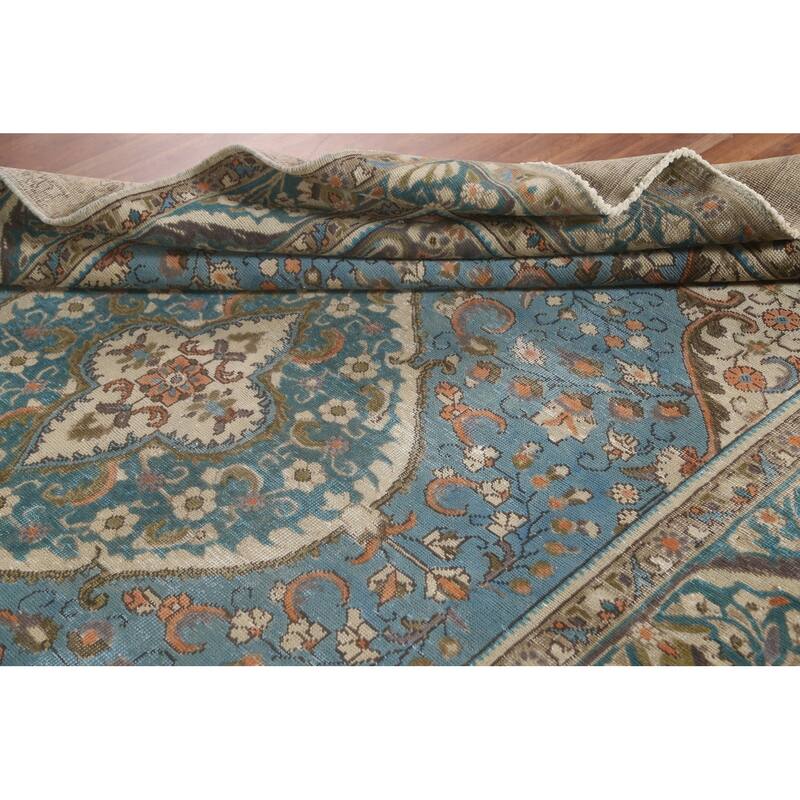 Distressed Over-Dyed Tabriz Persian Vintage Rug Handmade Wool Carpet - 6'8"x 9'10"