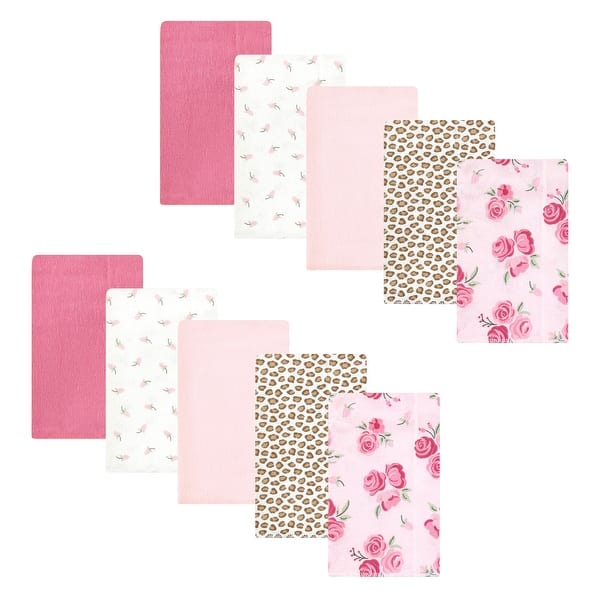 slide 1 of 1, Hudson Baby Infant Girl Cotton Flannel Burp Cloths, Blush Rose, One Size - Blush Rose - One Size One Size - Blush Rose