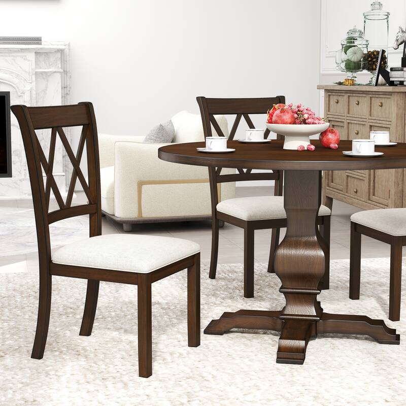 Roundhill Furniture Havre 5-Piece Pedestal Round Dining Set
