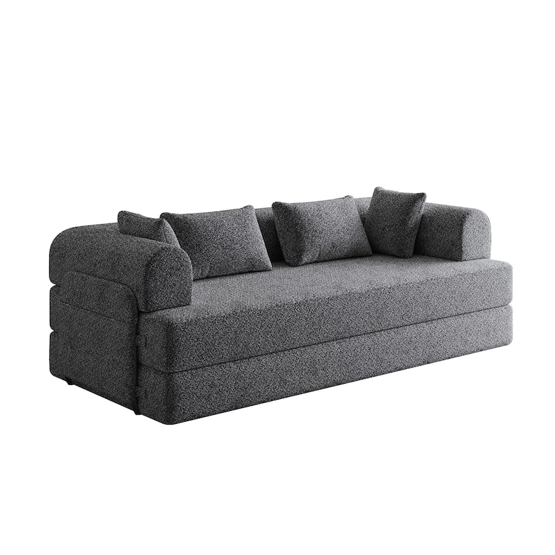 78.7-Inch Convertible Sleeper Sofa Bed With Cylindrical Pillow,Folding Sofa Bed With Side Pocket