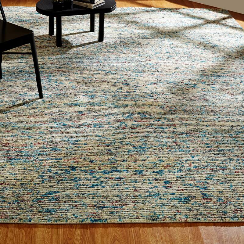 Modern Grey Hand-Knotted Wool & Viscose Area Rug