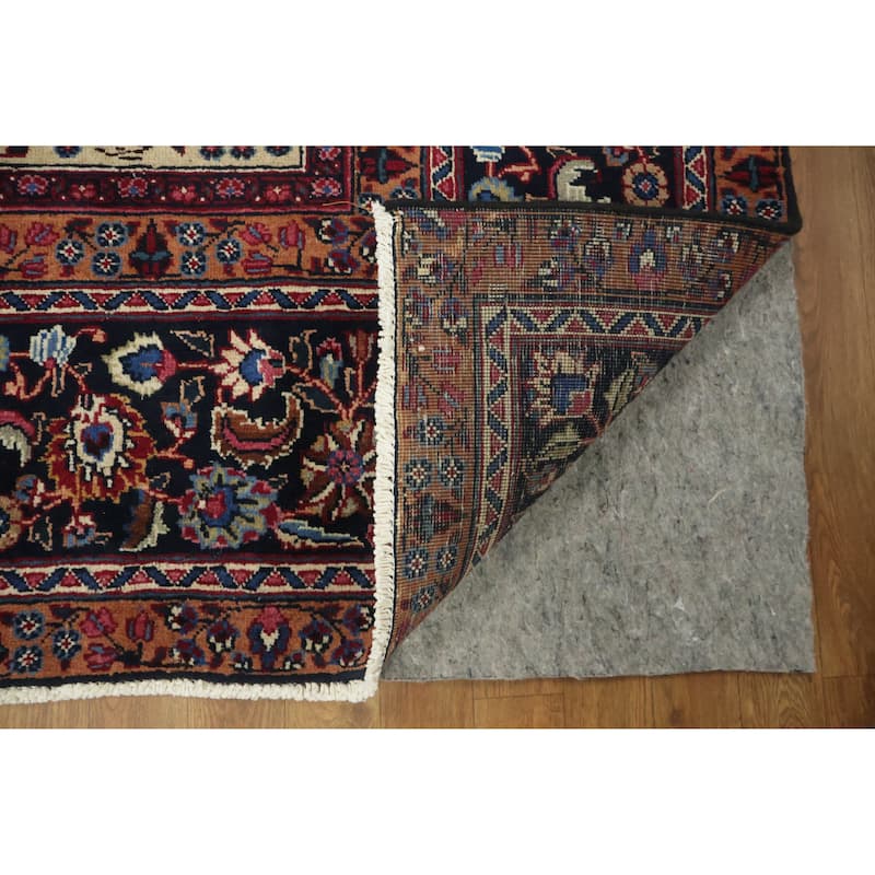 Hand Knotted Oriental 100% Wool Carpet Traditional Floral Red Mashad Area Rug - 12' 2'' X 9' 5''
