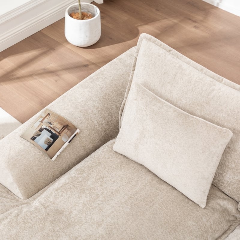 103.15" Modern Chenille Boneless Sectional Sofa with Chaise
