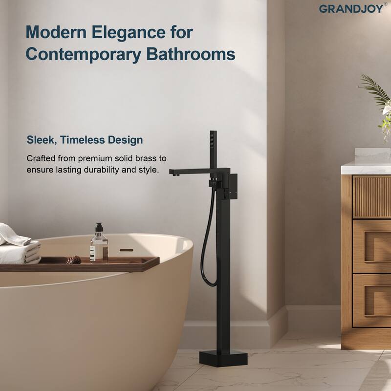 GRANDJOY 1-Handle Stylish Freestanding Tub Faucet with Hand Shower