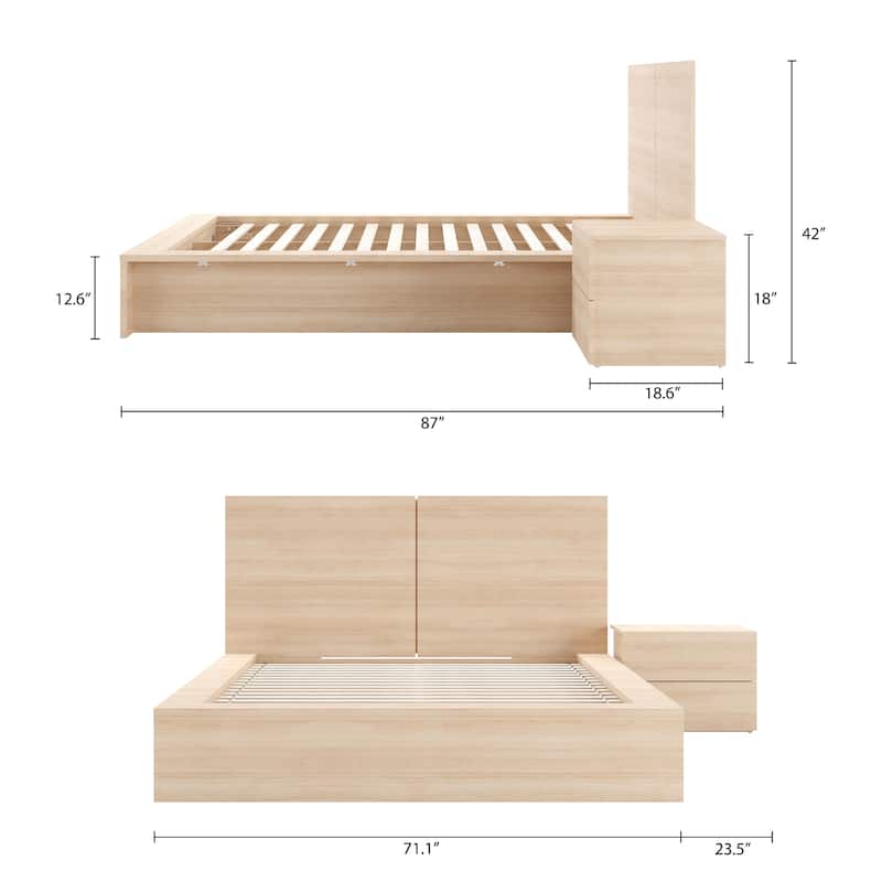 James 3-Piece Bedroom Set with Bed, Headboard, and Nightstand