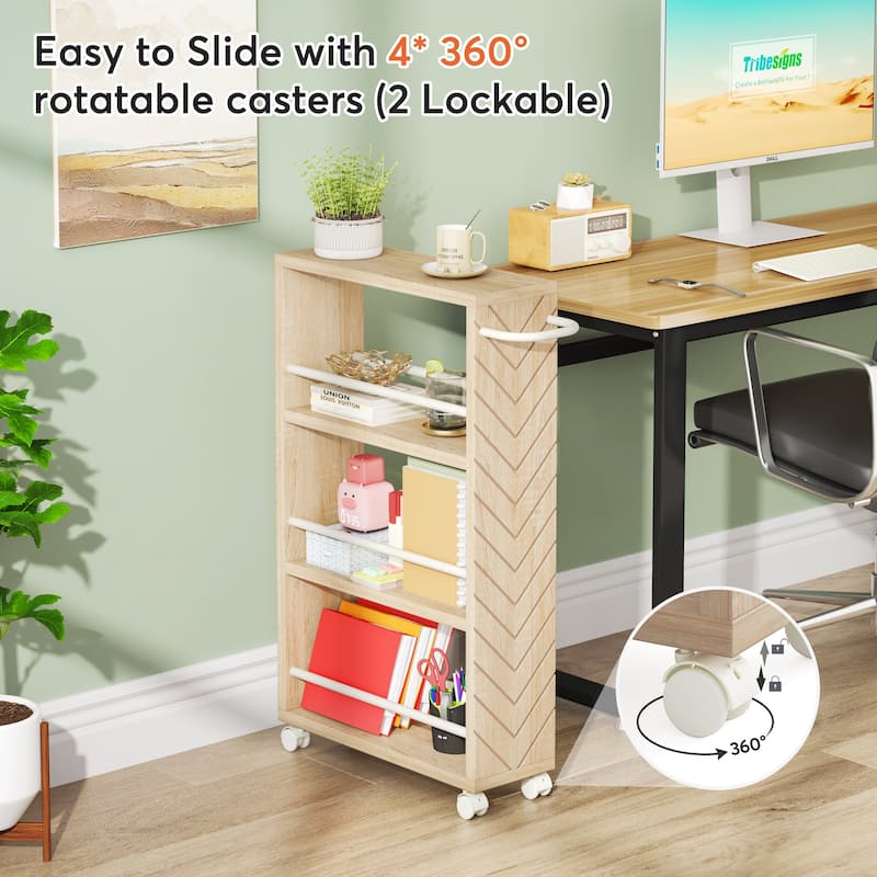 Kitchen Cart,Slim Storage Rolling Cart,4 Tier Narrow Serving Trolley with Wheels