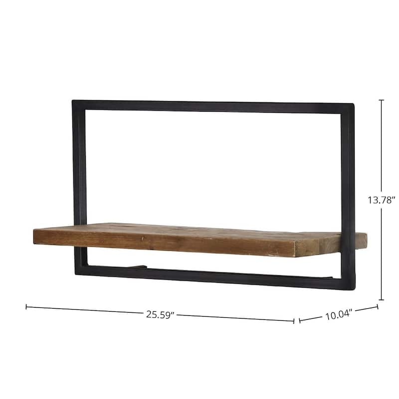 Wide 26" Wide Metal Frame Wall Shelf, Natural