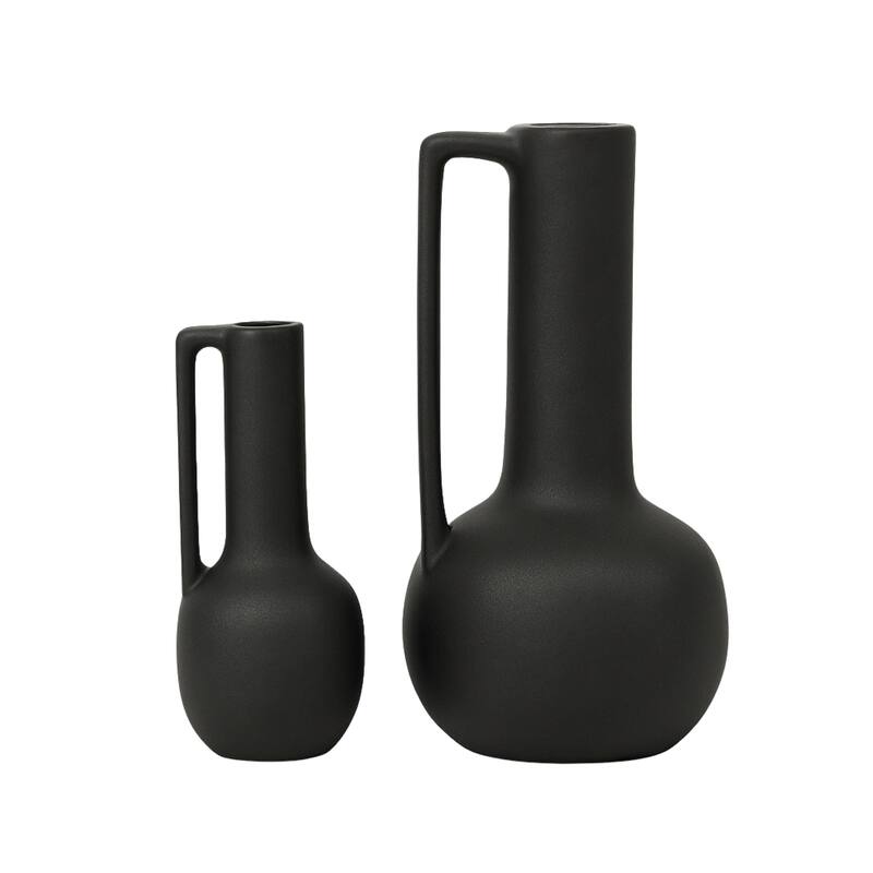 Aria Home Black Ceramic Decorative Water Jug Set of 2 Modern Accent Vase