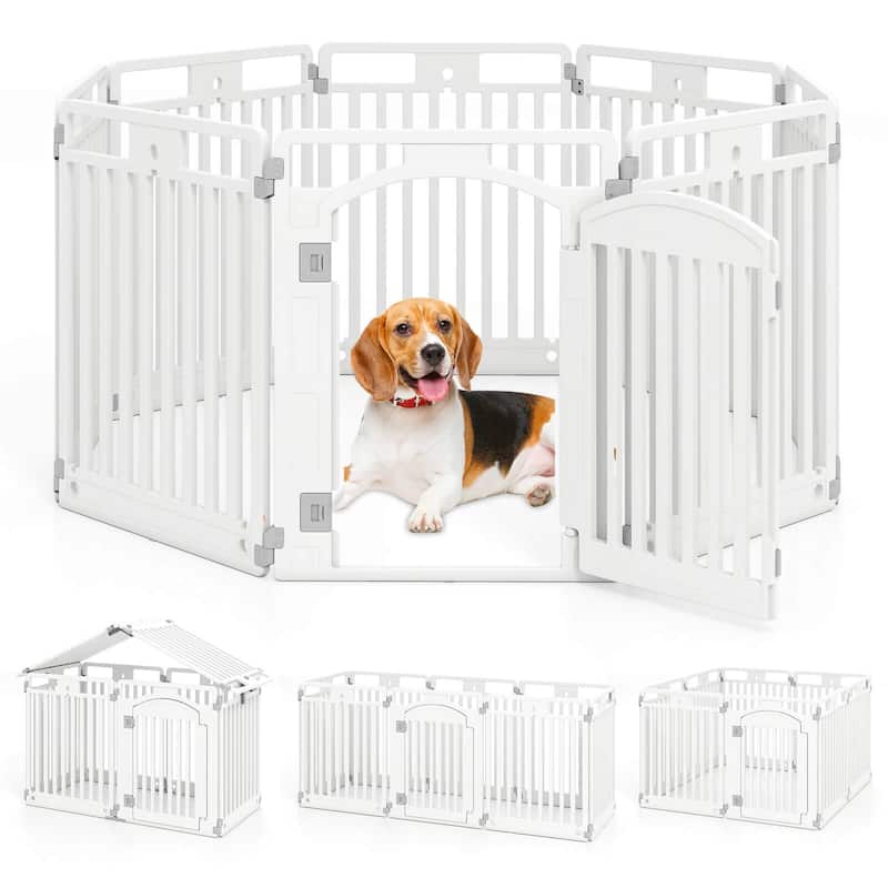 Costway 8/16-Panel 32” Tall Plastic Dog Panel with Securing Locking - 1 pcs