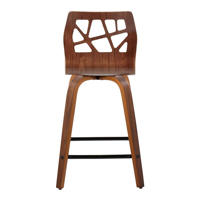 Carson Carrington Sala 24" Fixed-Height Counter Stool with Bent Wood Legs & Square Footrest (Set of 2)