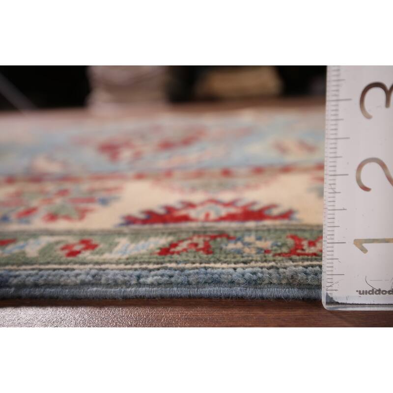 Light Blue Kazak Oriental Foyer Rug Handmade Wool Carpet - 4'1" x 5'11"
