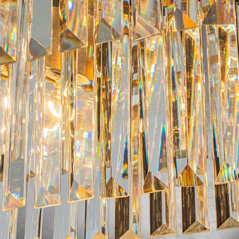 CraftHome 12-Light Mid-Century Modern Gold Fringe Crystal Chandelier for Dining Room