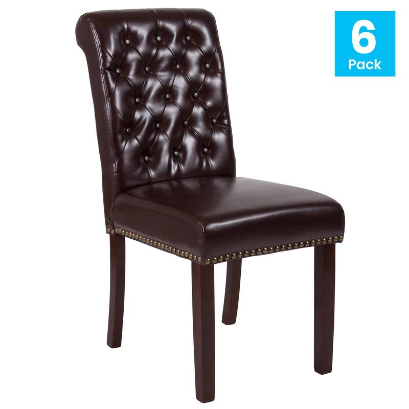 6PK Parsons Chairs-Rolled Back, Accent Nail Trim